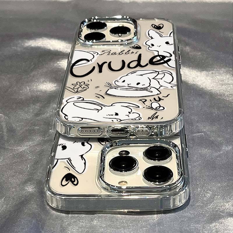 ✅Ốp Điện Thoại Mềm Chống Sốc Hình Thỏ Màu Đen Đơn Giản Cho Iphone 14pro 11plusmax13 8iPhone127 SOMC