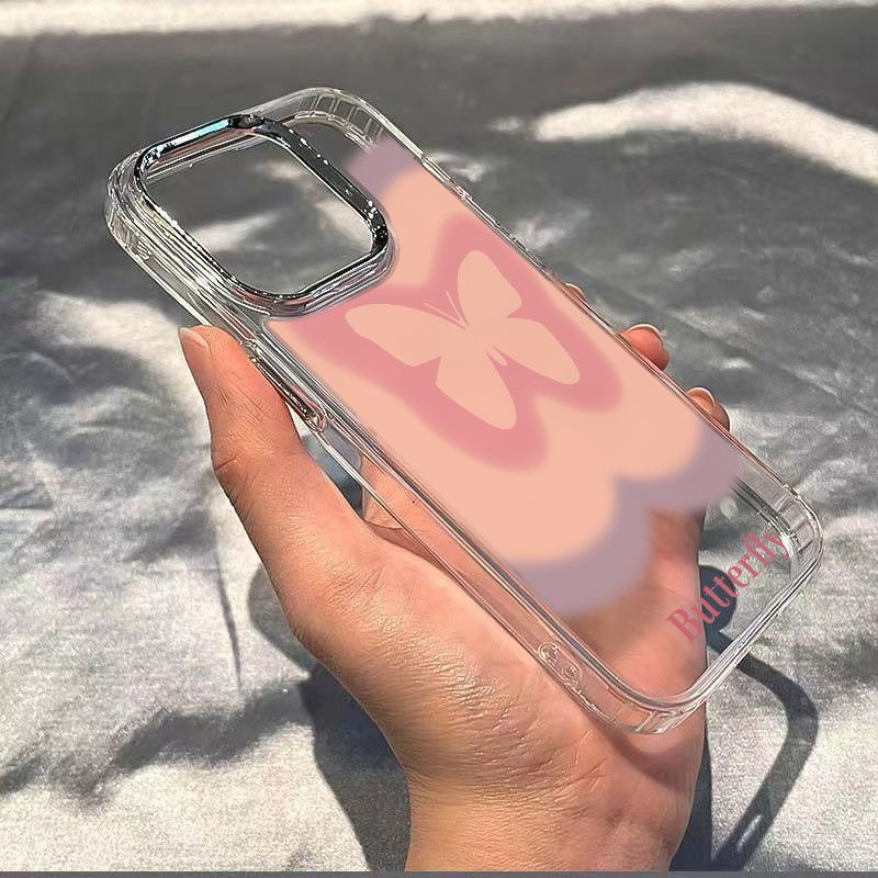 ✅Ốp Điện Thoại Mềm Chống Sốc In Hình Bướm Hồng Đơn Giản Cho Iphone 11 7 plus 8 Iphone1213 / max14pro