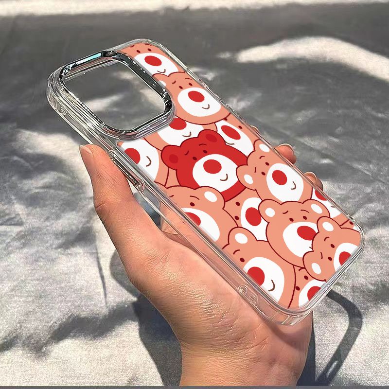 ✅Ốp Điện Thoại Dẻo Họa Tiết Gấu &amp; Dâu Tây Dễ Thương Chống Sốc Cho iPhone12max 8pl 14pro 7 13In 11