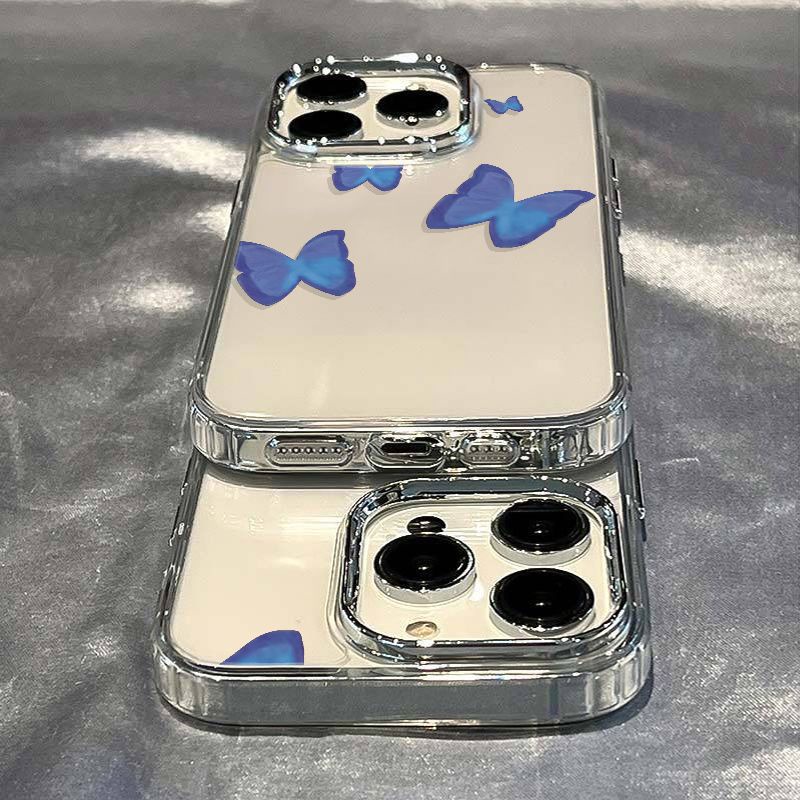 ✅Ốp Điện Thoại Dẻo Họa Tiết Bươm Bướm Màu Xanh Dương Thời Trang Chống Sốc Cho iPhone127 LF4U Maxplus 1114pro13 8