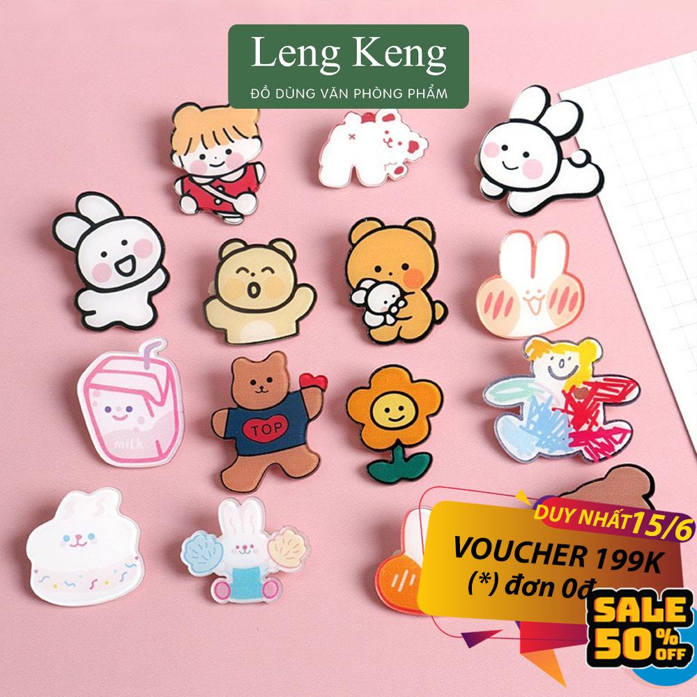 Sticker ghim văn phòng phẩm Leng Keng cài áo balo túi ví ST06