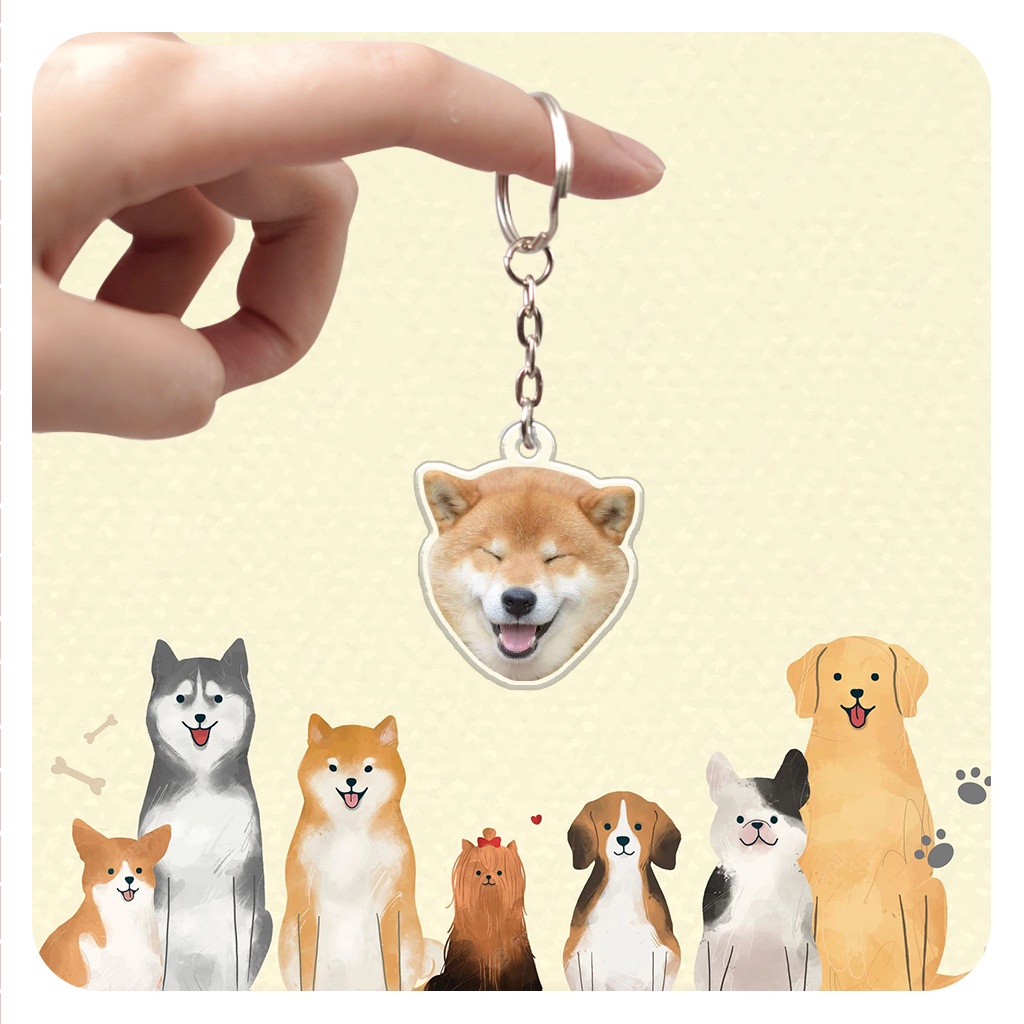 Móc khóa chó mèo đáng yêu in theo yêu cầu