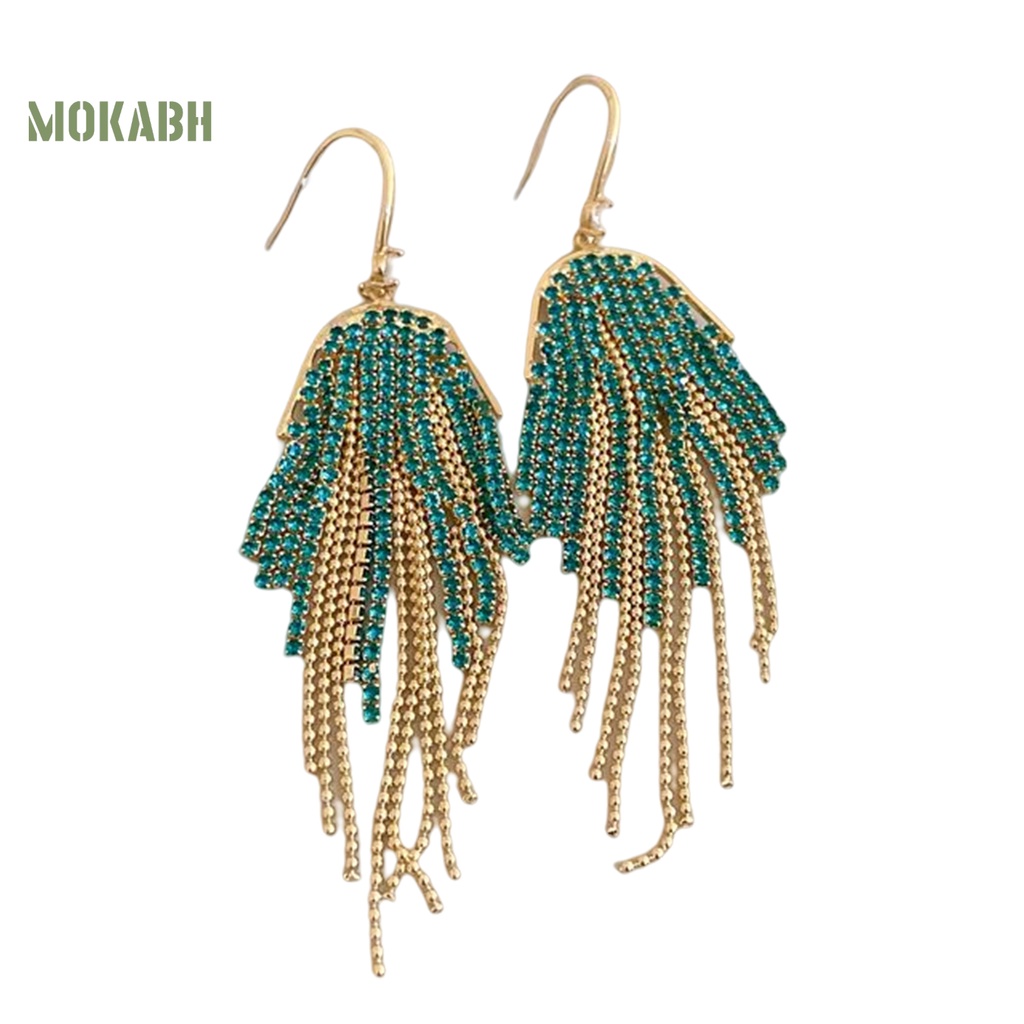 1 Cặp Bông Tai Dáng Dài Đính Đá Nhiều Màu Sắc Kiểu Hình Học Phong Cách Bohemian