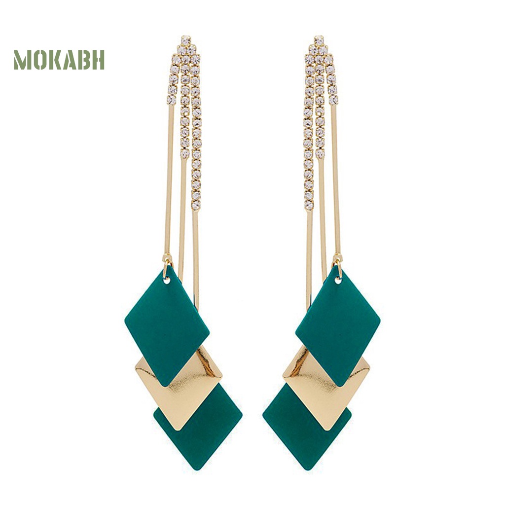 1 Cặp Bông Tai Tua Rua Đính Đá Màu Sắc Tương Phản Phong Cách Bohemian