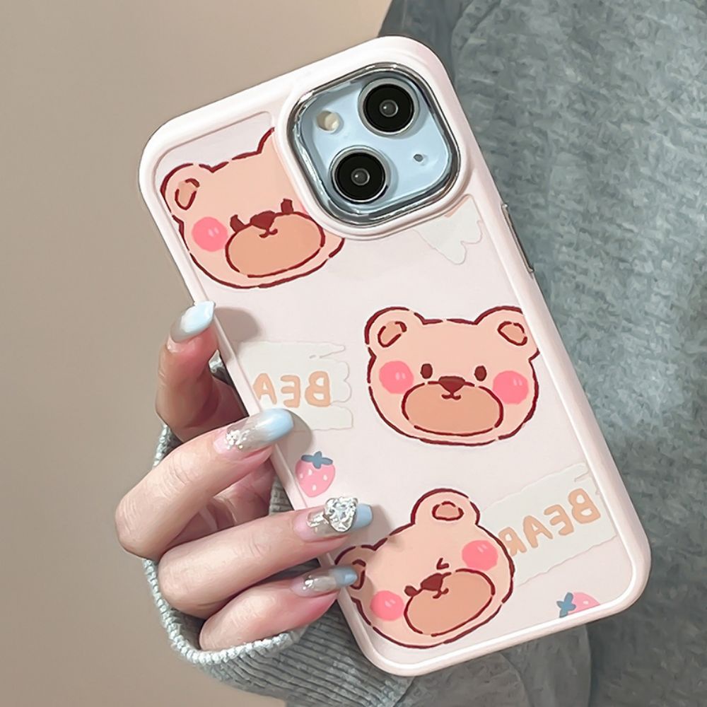 Ốp Điện Thoại TPU Mềm Chống Sốc Mạ Điện In Hình Gấu Bánh Donut Cho IPhone 11 14 13 12 Pro Max