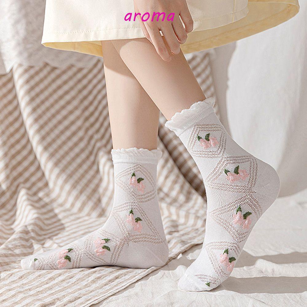 Vớ Cổ Thuyền Thoáng Khí Phối Ren Hoa Dễ Thương Ngọt Ngào Thời Trang Cho Nữ