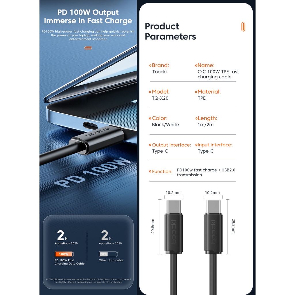 Dây Cáp Sạc Nhanh 100W USB C Sang USB Type-C 60W Dài 1M 2M Cho Xiaomi POCO