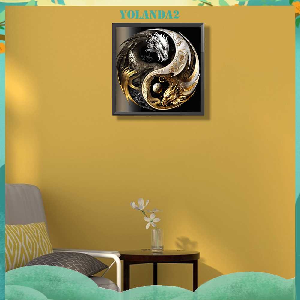 Tranh Đính Đá Kim Cương Toàn Bộ 5D DIY Hình Biểu Tượng Âm Dương