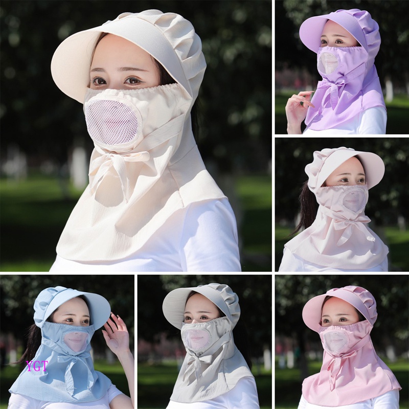 Ygt Mũ Chống Nắng Mùa Hè Thoáng Khí Kèm Khăn Che Mặt Và Cổ Cho Nữ