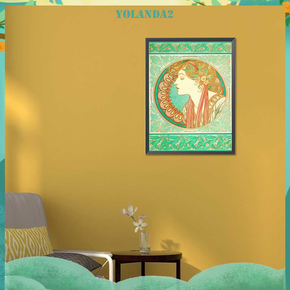 Bộ Tranh Đính Đá 5D Họa Tiết Alphonse Maria Mucha Độc Đáo DIY Dùng Trang Trí