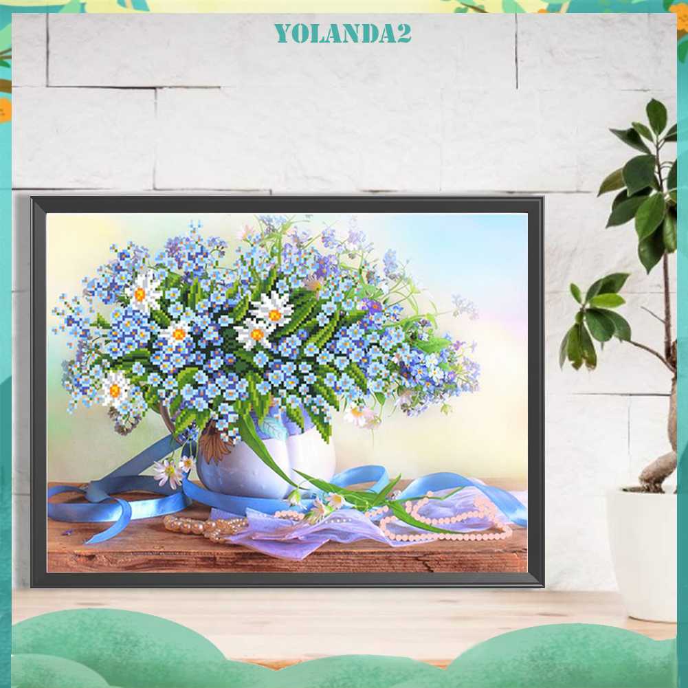 Tranh Đính Đá Kim Cương Toàn Bộ 5D DIY Hình Vẽ Hoa Trang Trí Nhà Cửa