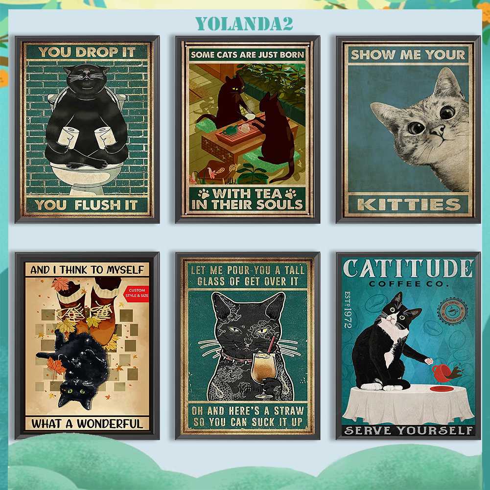 Tranh Đính Đá Kim Cương Toàn Bộ 5D DIY Hình Vẽ Mèo Trang Trí Nhà Cửa