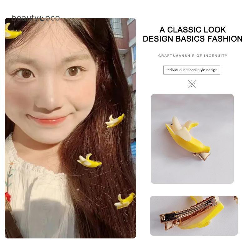Beautycoco🍊Kẹp Tóc Hình Quả Chuối Dễ Thương Sáng Tạo Vui Nhộn Cho Bé Gái