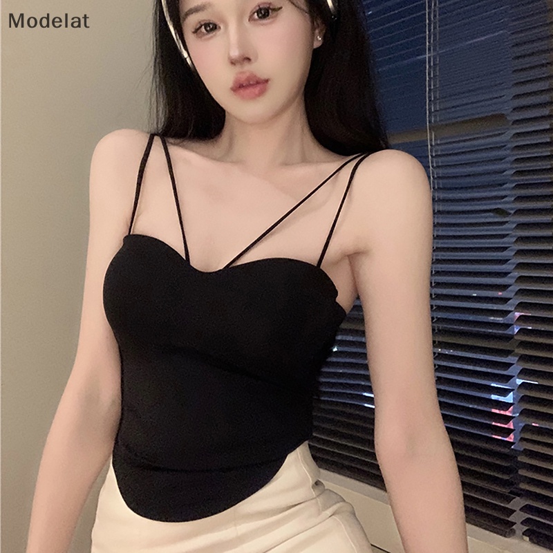 Mfc Áo Hai Dây Mỏng Mùa Hè Có Đệm Ngực Màu Trơn Gợi Cảm Cho Nữ WTD