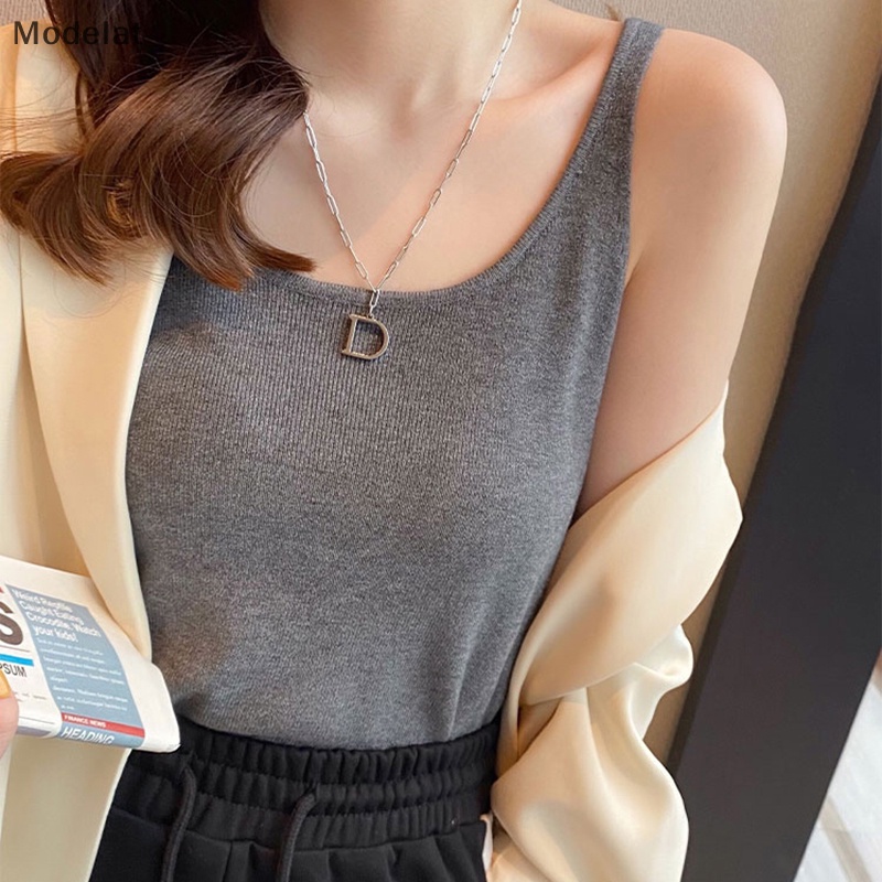 Áo Dệt Kim Sát Nách Dáng Rộng Màu Trơn Thời Trang Mùa Hè Cho Nữ