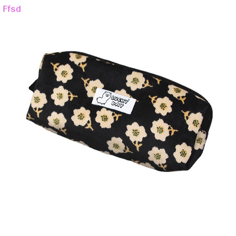 Túi Đựng Bút Chì / Mỹ Phẩm Son Môi Bằng Nhung Kẻ Sọc / Hoa Hàn Quốc Cho Nữ {Ffsd}