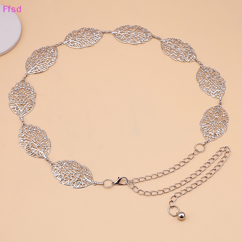 Thắt Lưng Dây Xích Mảnh Bằng Kim Loại Hình Chiếc Lá Đơn Giản Thời Trang Cho Nữ