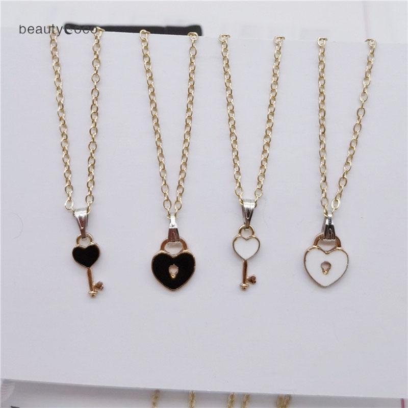 beautycoco🍊Set 2 Vòng cổ cặp đôi hình dạng chìa khóa tình yêu bằng vàng cổ điển