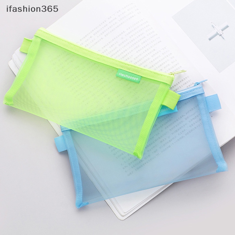 Túi Đựng Bút Dạng Lưới Trong Suốt Sức Chứa Lớn Có Khóa Kéo ifashion365