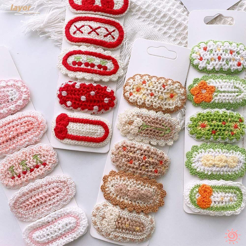 Kẹp Tóc Vải Dệt Kim Họa Tiết Hoa Xinh Xắn Thời Trang Cho Nữ