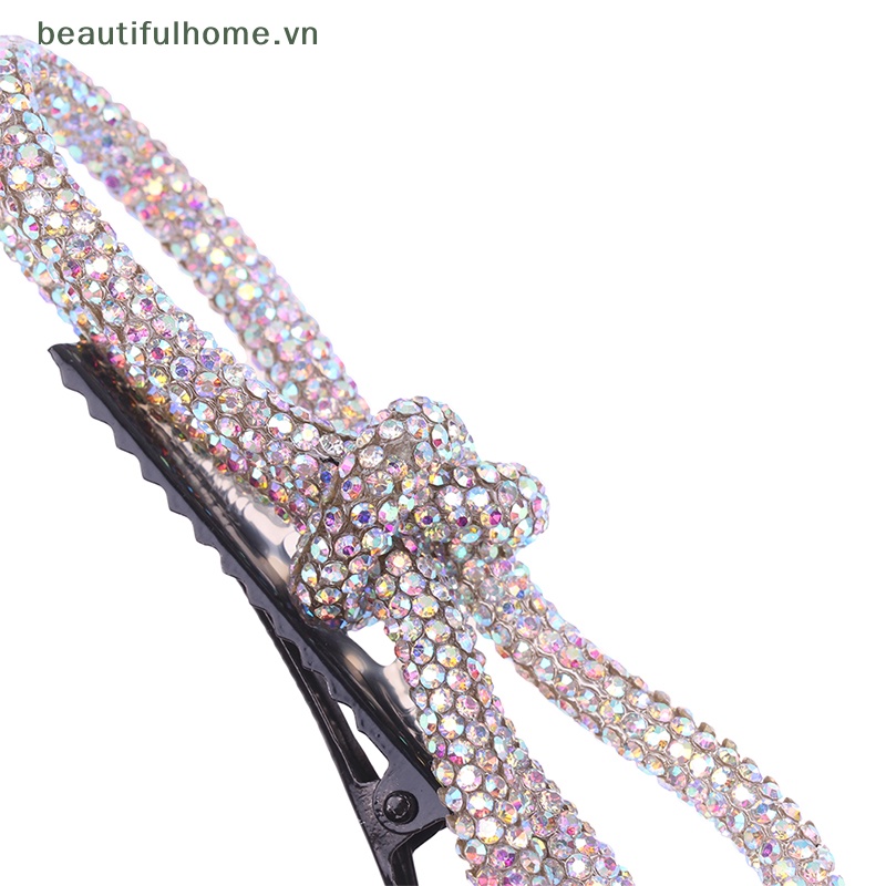 Bộ 2 Kẹp Tóc Hình Nơ Đính Đá Xinh Xắn