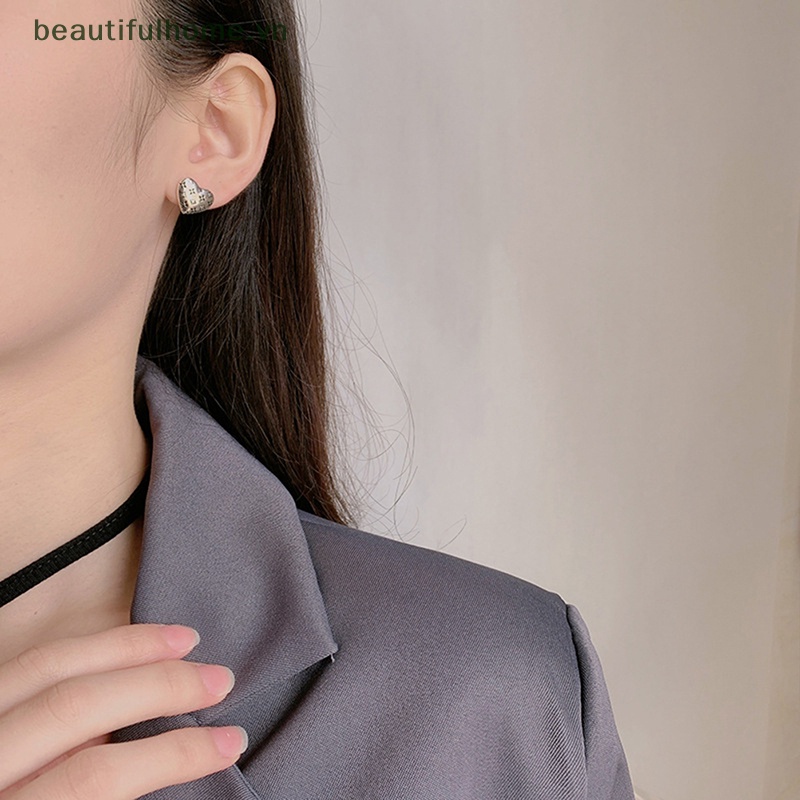 1 Đôi Bông Tai Bạc 925 Hình Trái Tim / Ngôi Sao / Hoa Phong Cách Vintage Thời Trang