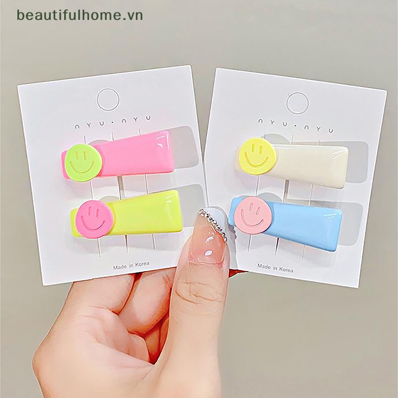 Kẹp Tóc Kim Loại Hình Mặt Cười Màu Kẹo Dễ Thương Cho Nữ