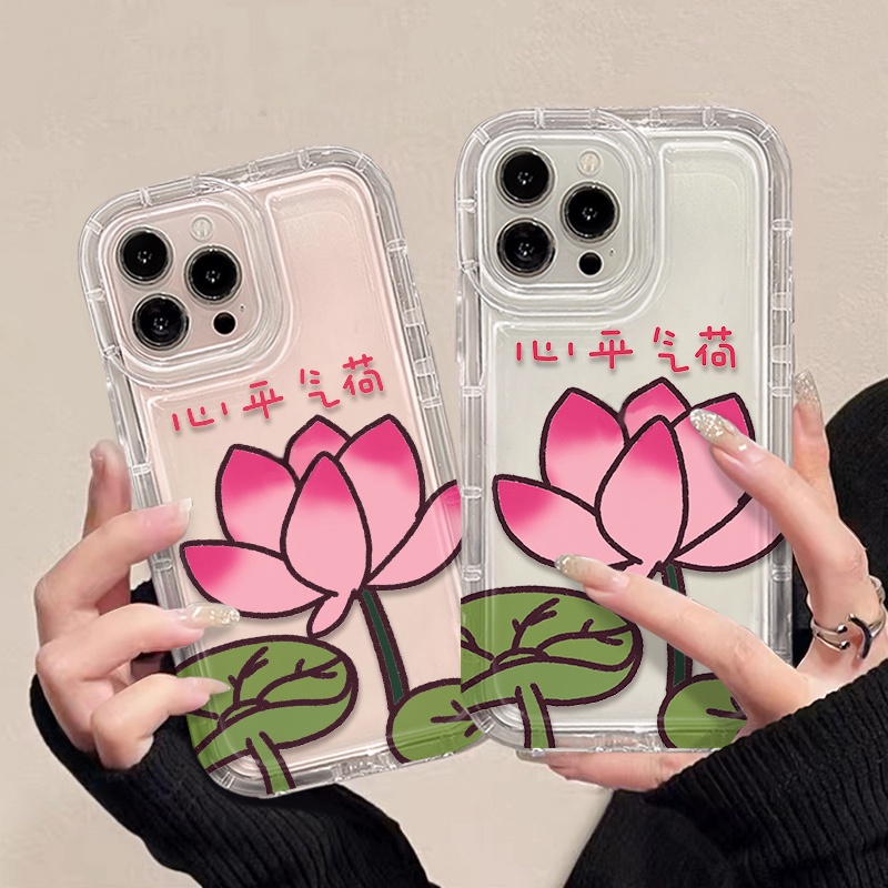 Ốp Điện Thoại Silicon TPU Mềm Trong Suốt Chống Sốc In Họa Tiết Hoa Sen Cho IPhone 14 11 13 12 Pro XS Max X XR 7 + 8 Plus