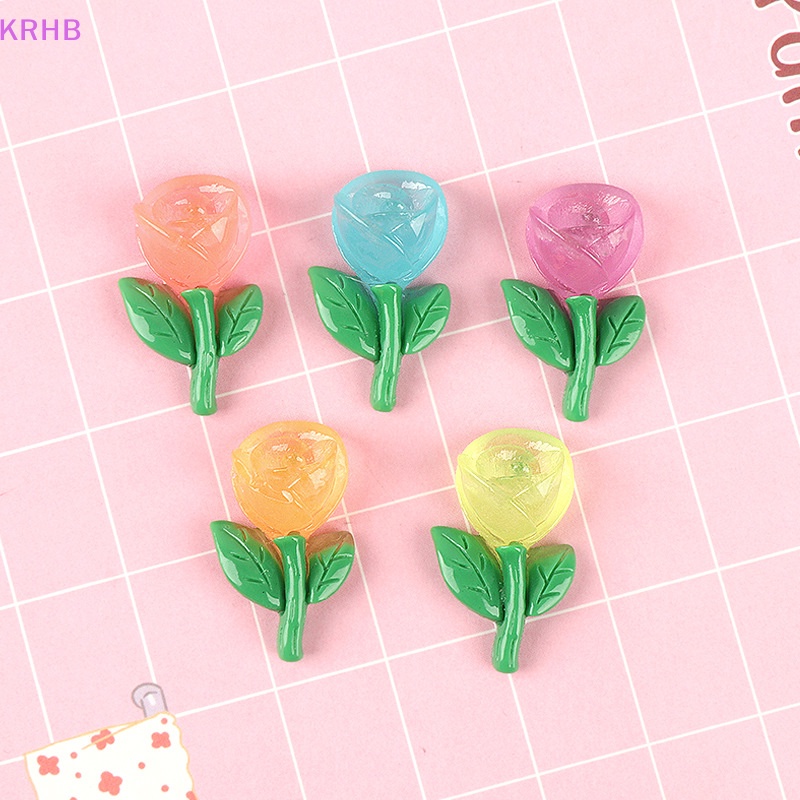 Set 10 Phụ Kiện Trang Trí Tóc Hình Bông Hoa Bằng Resin Phát Sáng Độc Đáo Mới