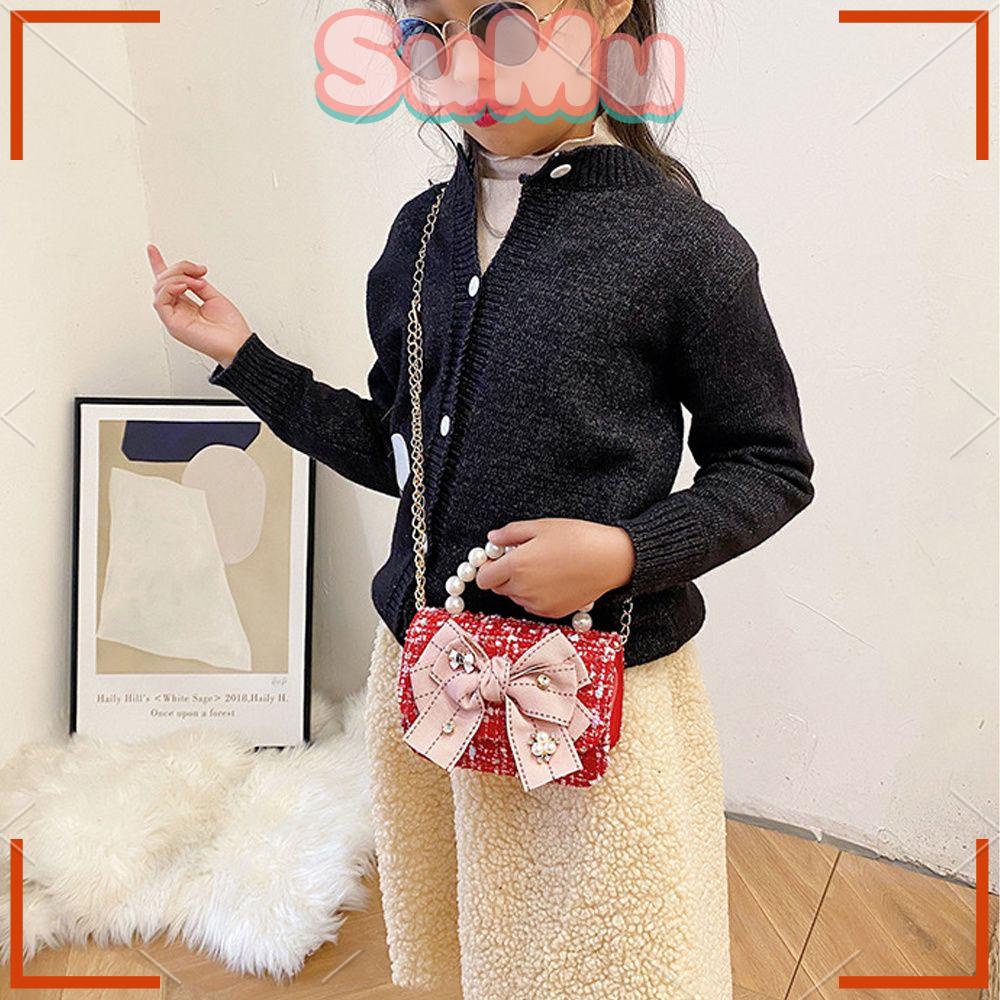 Túi Đeo Chéo Mini Đính Nơ Thời Trang Cho Bé