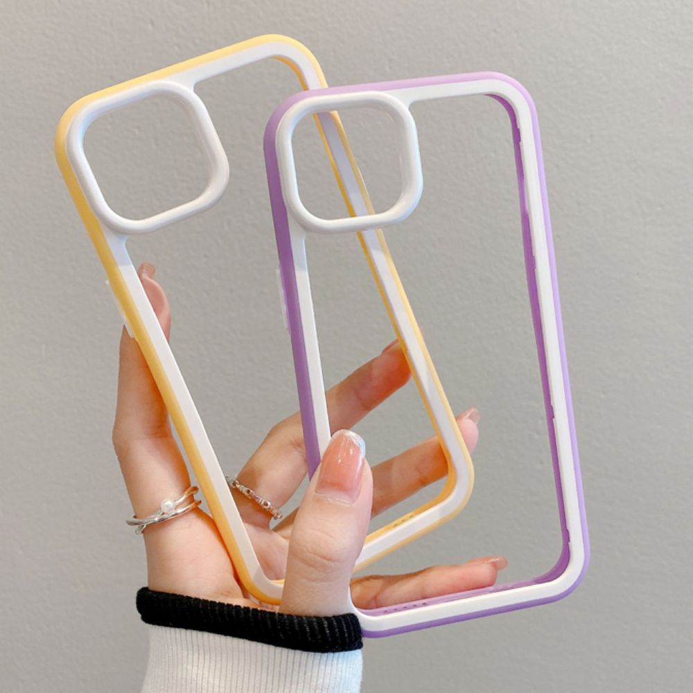 Ốp Điện Thoại TPU Mềm Viền Dày Chống Sốc Màu Tương Phản Đơn Giản Cho IPhone 11 14 13 12 Pro Max