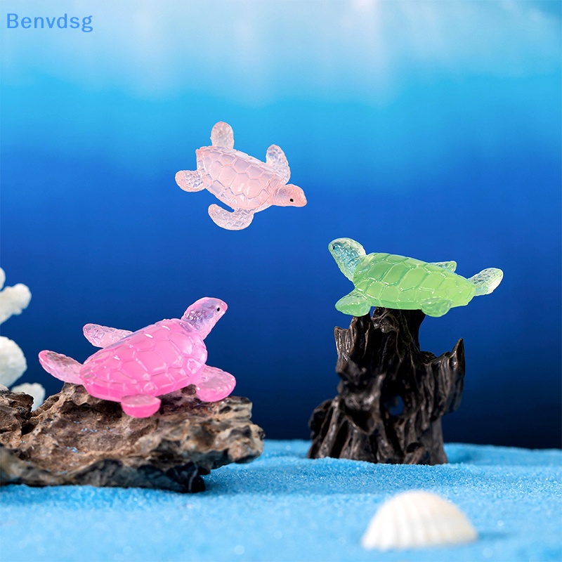 Bộ 2 Tượng Rùa Mini Bằng Nhựa Resin Dạ Quang Trang Trí Tiểu Cảnh / Xe Hơi