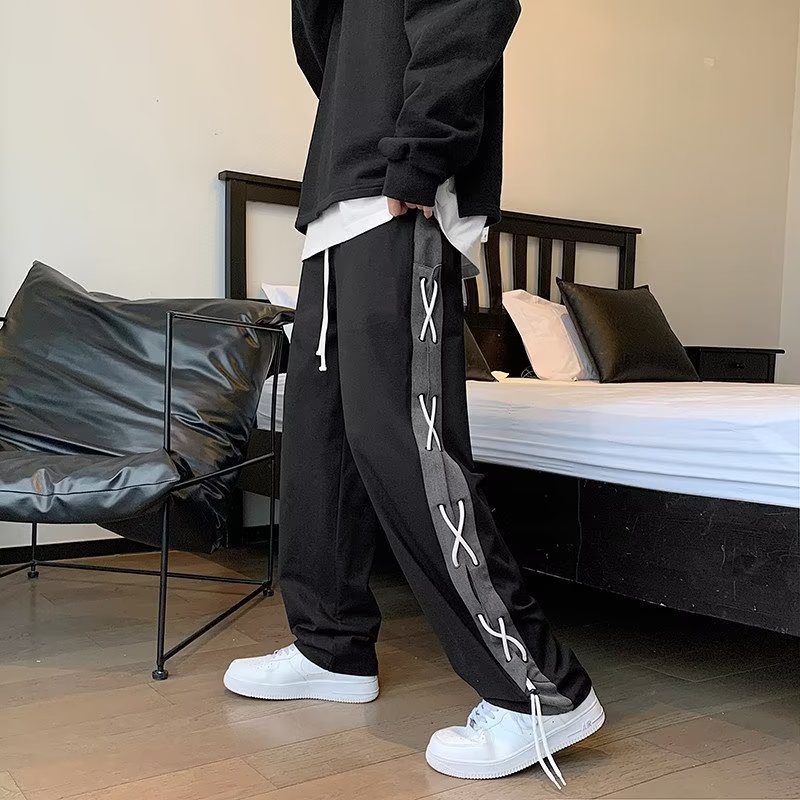 Quần Dài Ống Rộng Phối Màu Sắc Trẻ Trung Thời Trang Đường Phố Cho Nam