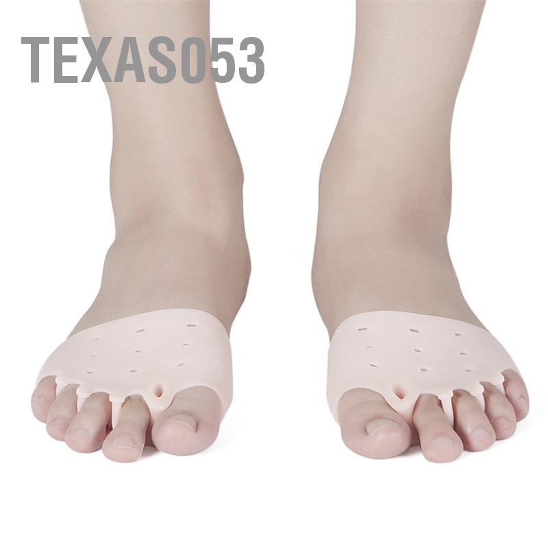 Texas053 Silicone Bunion Toe Corrector Bộ tách ngón chân 5 lỗ đàn hồi mềm để sử dụng cả ngày và đêm