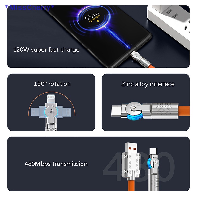 Dây Cáp Sạc USB Xoay 180 Độ TPE Dành Cho Điện Thoại Di Động Mới