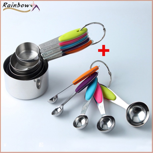 Bộ 10 Muỗng Đo Lường Bằng Thép Không Gỉ Cách Nhiệt Chống Trượt Tiện Dụng