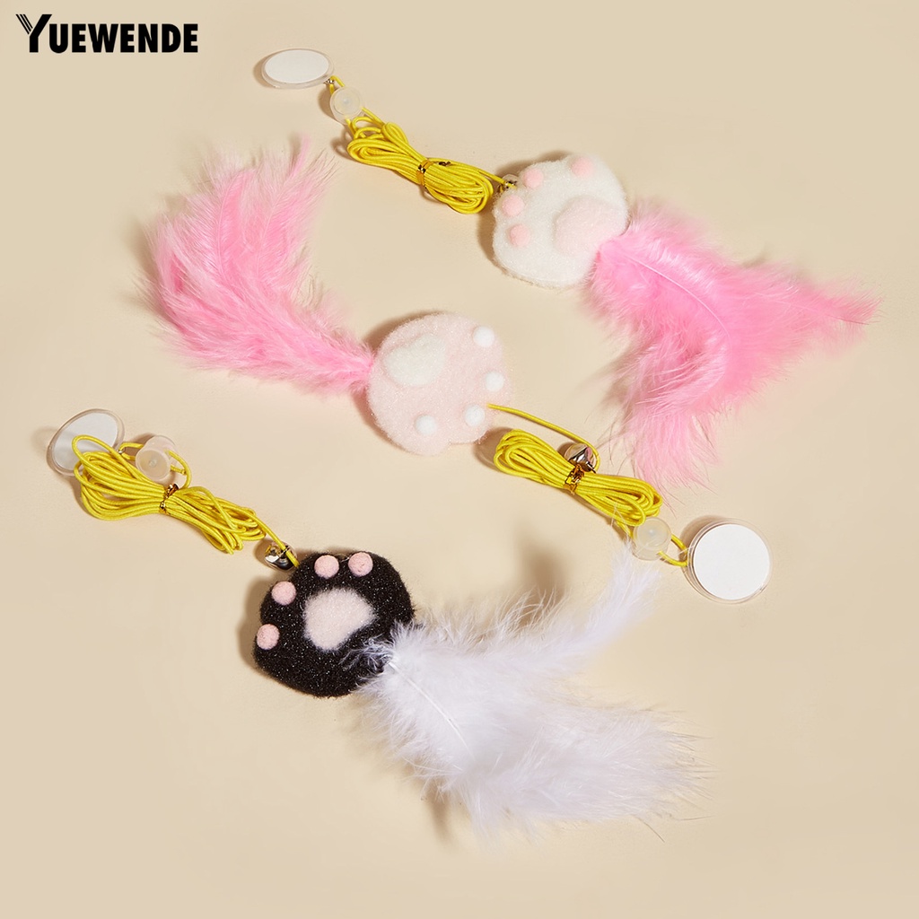 Đồ Chơi Dây Thừng Đính Lông Vũ Độ Co Giãn Cao Treo Trang Trí Cho Mèo Cưng