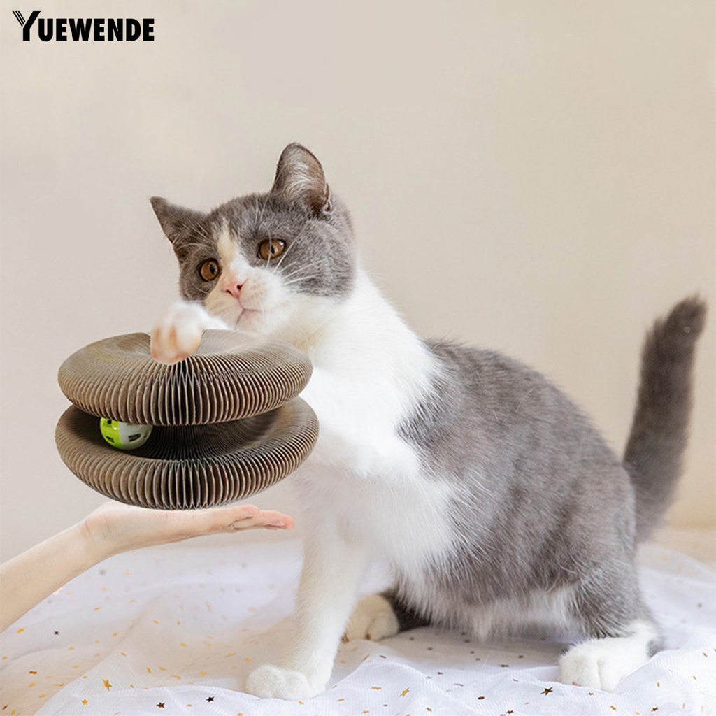 1 Bộ Bảng Đồ Chơi Tập Xoay Kèm Chuông Hình Accordion Có Thể Gập Lại Tương Tác Với Mèo