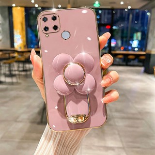 Ốp lưng REALME C15 C12 C25 C25S REALME Narzo 30A Narzo 20 TPU 3D Cối Xay Gió Giá Đỡ Ốp Lưng Điện Thoại Siêu Mỏng Mạ Điện Mịn Vỏ Mềm Chống Sốc Ốp Lưng Điện Thoại