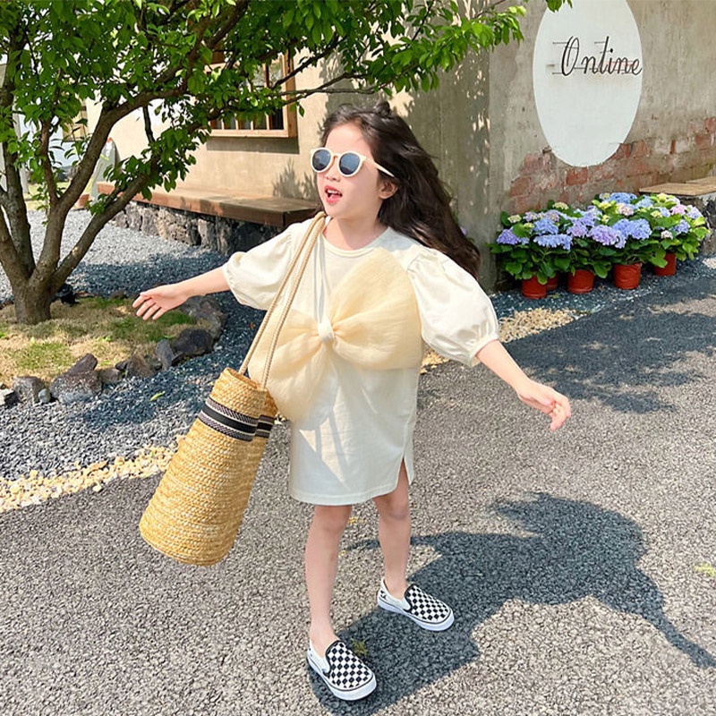 Đầm thun MICHLEY 100% cotton thoáng khí họa tiết hoạt hình dễ thương cho bé gái