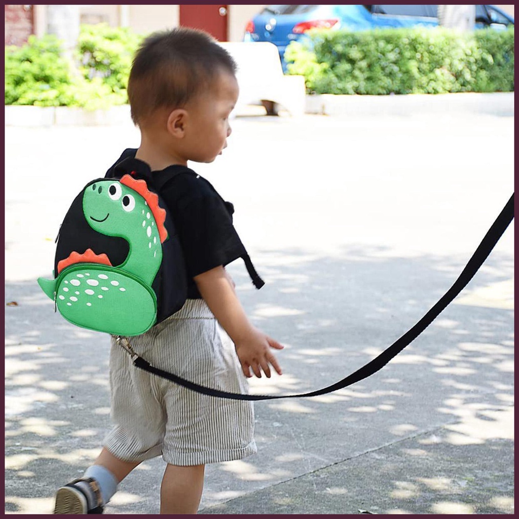 Ba Lô Khủng Long Hoạt Hình Mini Kèm Dây Dắt An Toàn Cho Bé