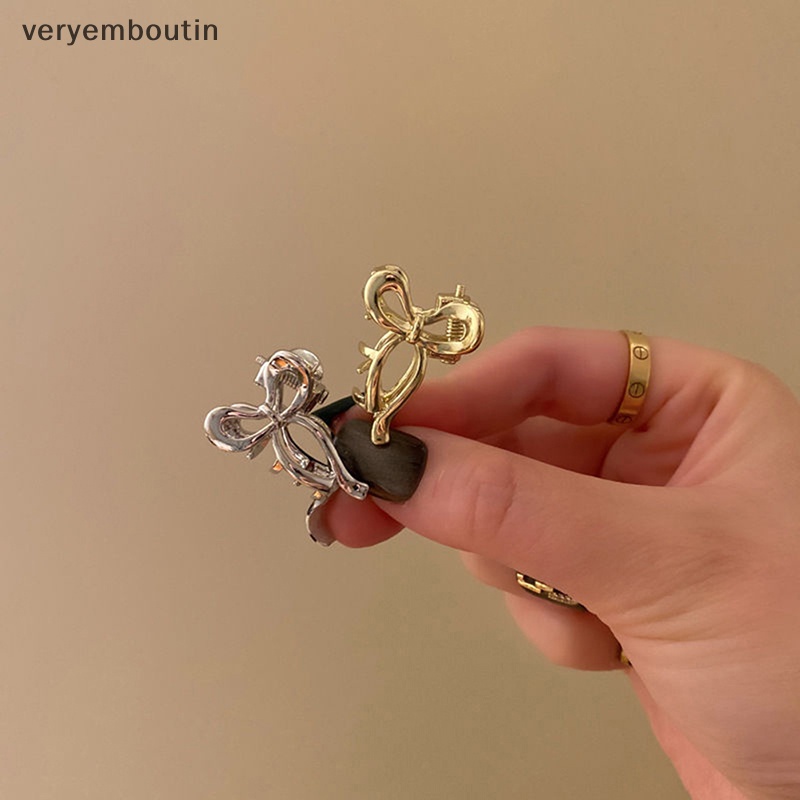 Set 2 Kẹp Tóc Càng Cua Đính Nơ Bằng Kim Loại Đơn Giản Thời Trang Cho Nữ