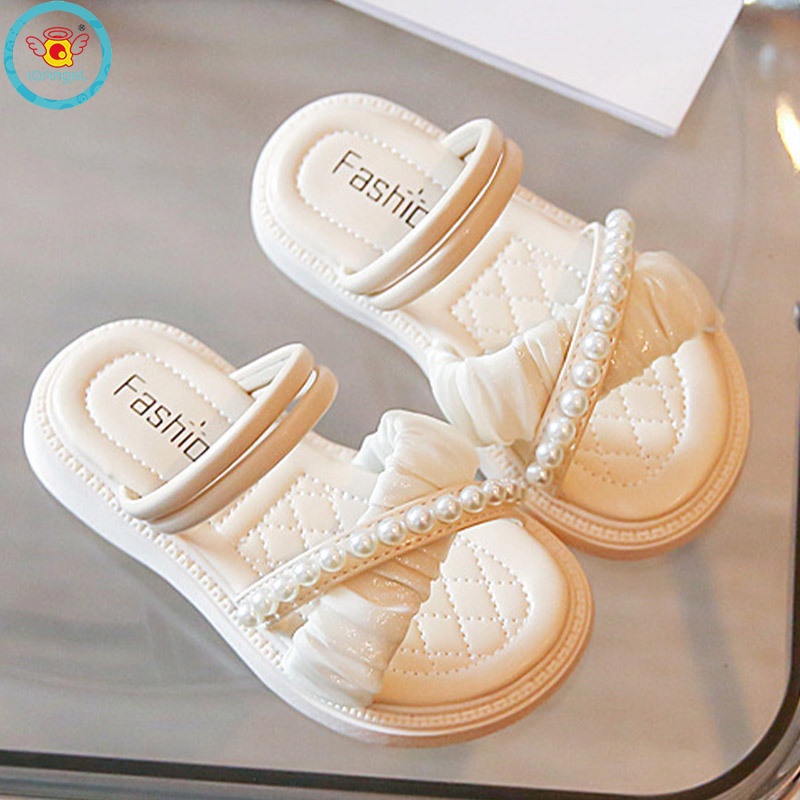 Xăng đan Công Chúa Đế Mềm Chống Trượt Đính Hạt Ngọc Trai Cho Bé Gái