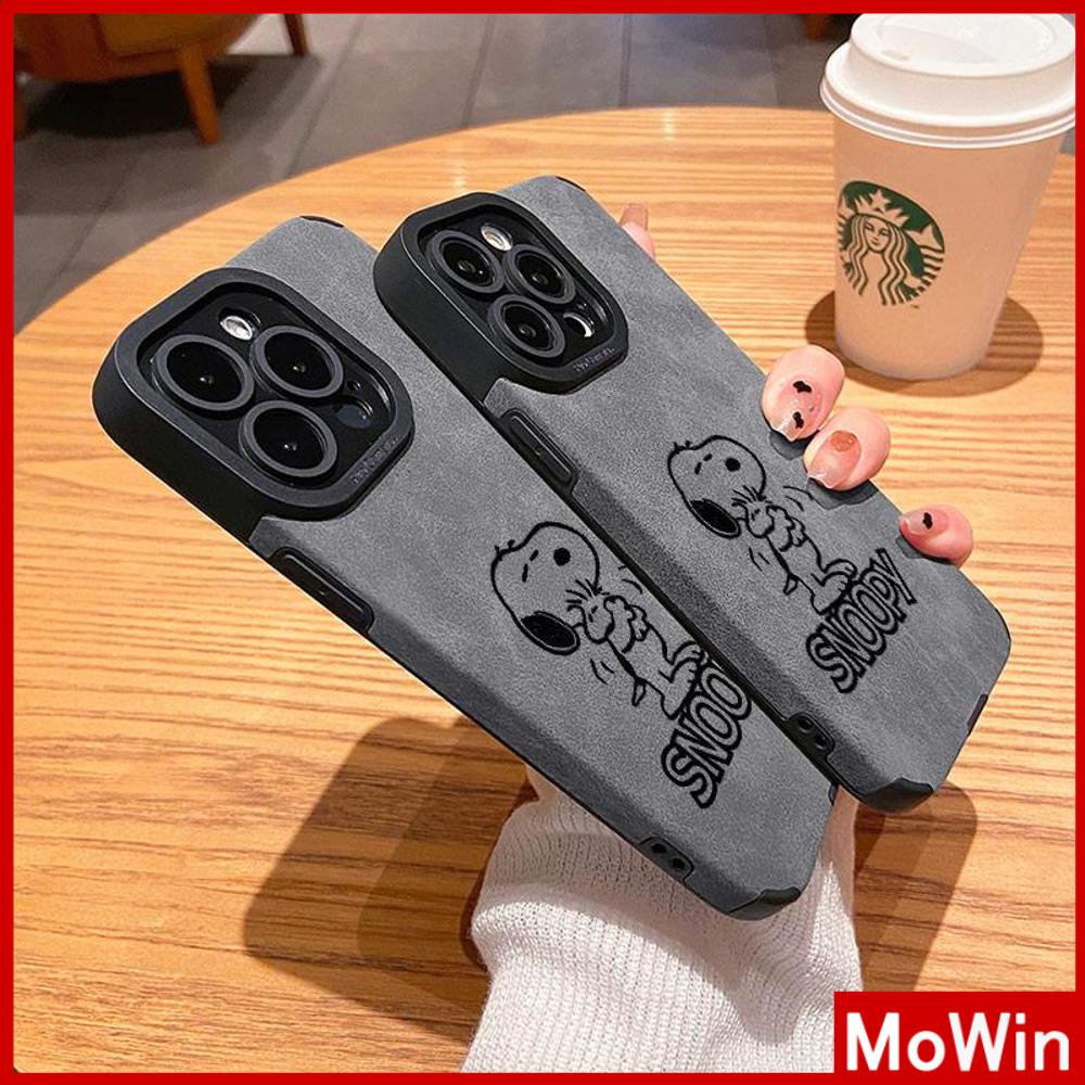 Ốp lưng iPhone 14 Pro Max Ốp Lưng iPhone Màu Xám Da Học Sinh Miếng Dán Da Lộn Vỏ Máy Ảnh Chống Sốc Hình Chú Chó Dễ Thương Đơn Giản Tương thích với iPhone 13 Pro max 12 Pro Max 11 xr xs max 7Plus 8Plus