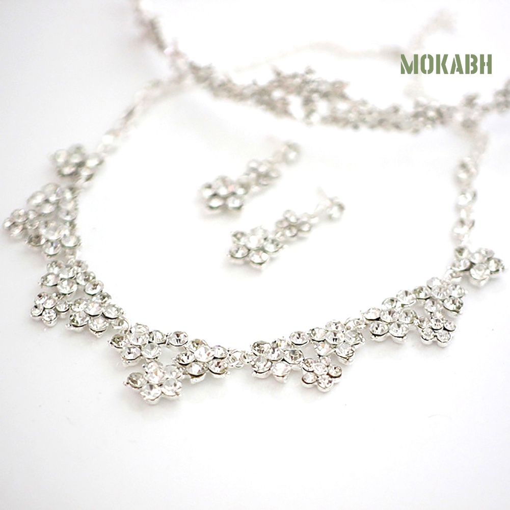 Bộ Vòng cổ + Bông Tai Đính Đá Sang Trọng Cho Nữ