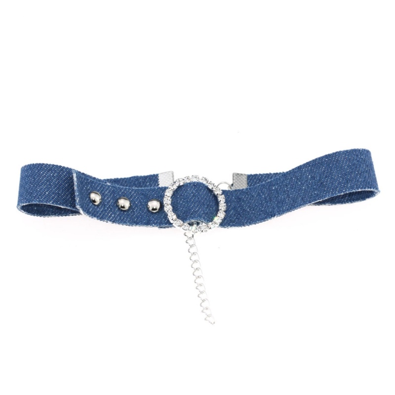 Vòng Cổ Choker Denim Màu Xanh Dương Thời Trang Cho Nữ