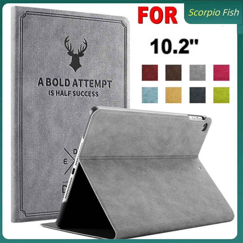 Đối với ipad 10.2 2019 7th 8th 9th gen / ipad 9.7 2017 2018 classics retro series da pu bảo vệ toàn diện đế lật auto sleep / wake smart tablet case cover