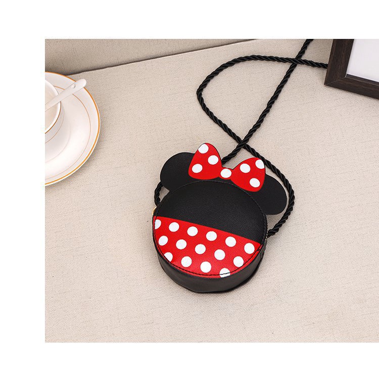 Túi Đeo Chéo Mini Bằng Da PU Màu Tương Phản In Họa Tiết Hoạt Hình Dễ Thương Thời Trang Cho Bé