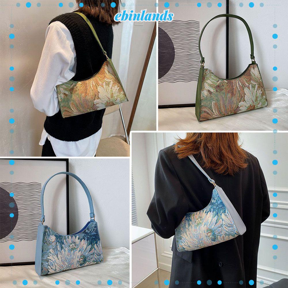 Túi Xách Đeo Vai Họa Tiết Tranh Sơn Dầu Phong Cách Châu Âu Cho Nữ