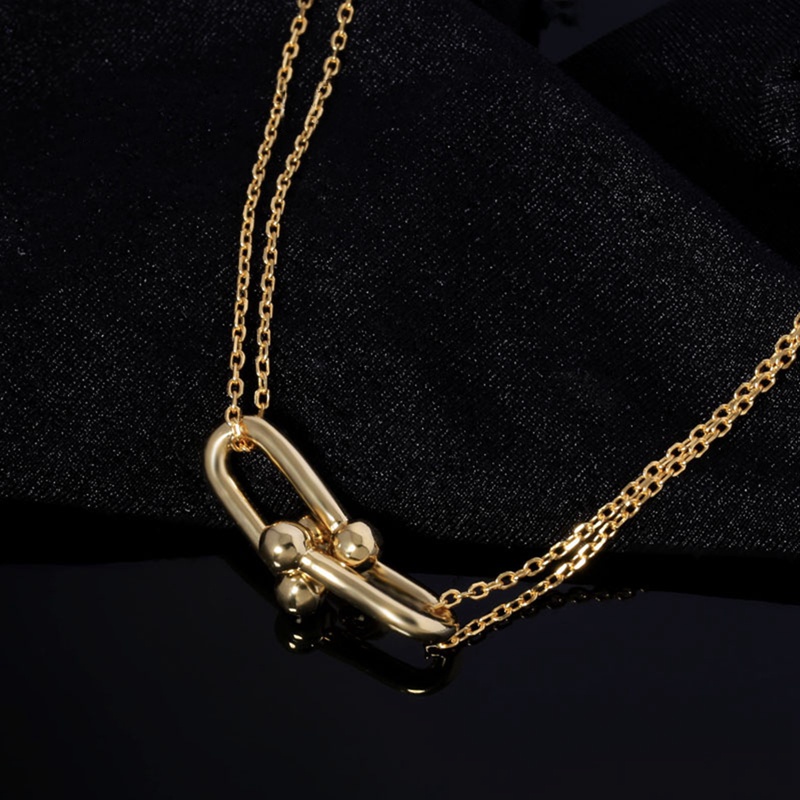 Ygt Vòng cổ Thép Không Gỉ Mạ Vàng Mặt Hình Chữ U Phong Cách Hàn Quốc Thời Trang